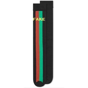 NWT Gucci Men's Fake/not Striped Knit Socks In Black Size L